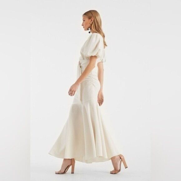Sachin & Babi Camila Ivory Crepe Ruched Mermaid Maxi Dress NEW $650 Size 10 - Picture 3 of 13